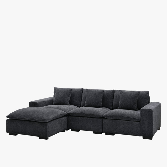 SELENIA Canapé d'angle modulable et réversible en tissu gris foncé