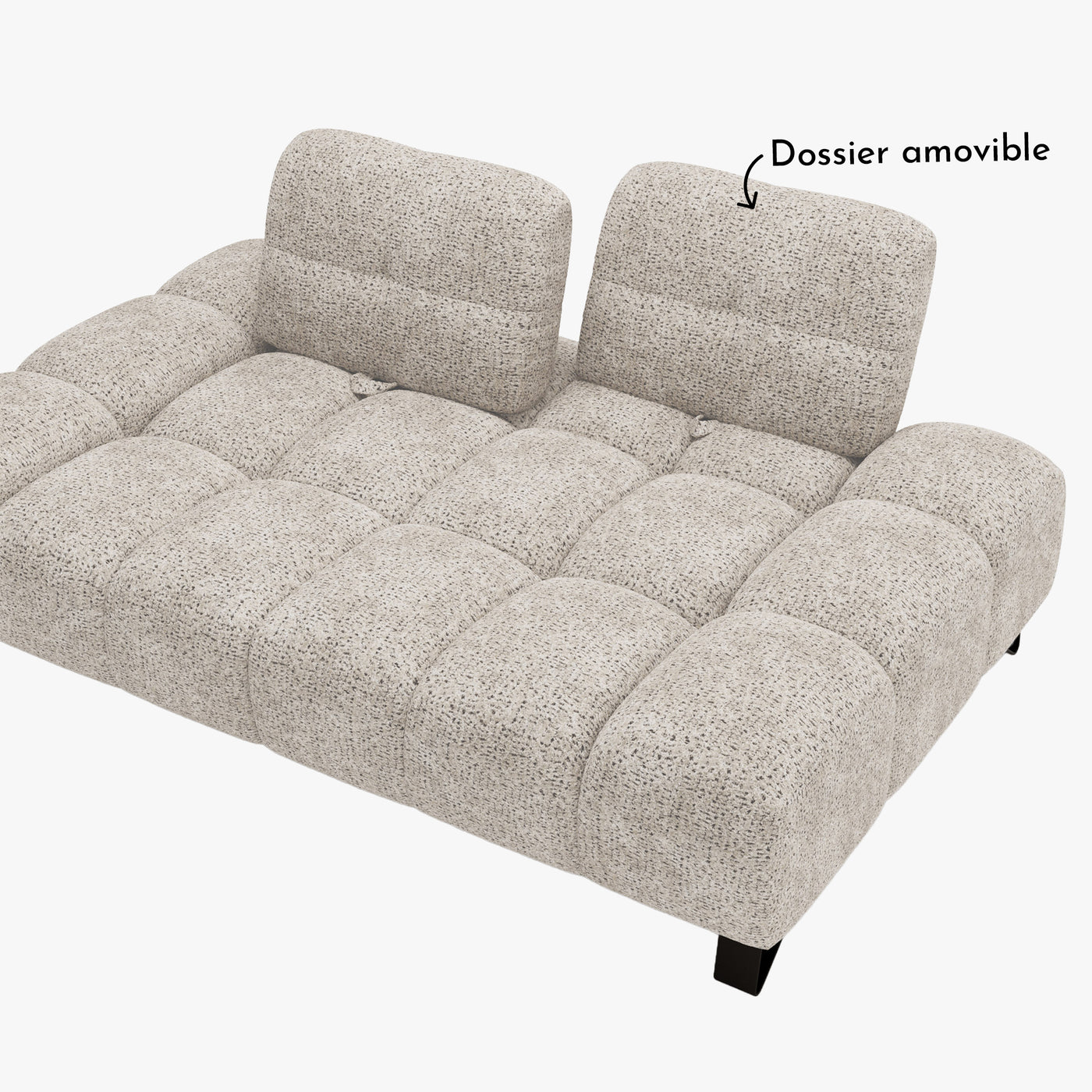LOREA Canapé 2 places avec dossier amovible en tissu beige - Canapés fixes - Mobilier Deco