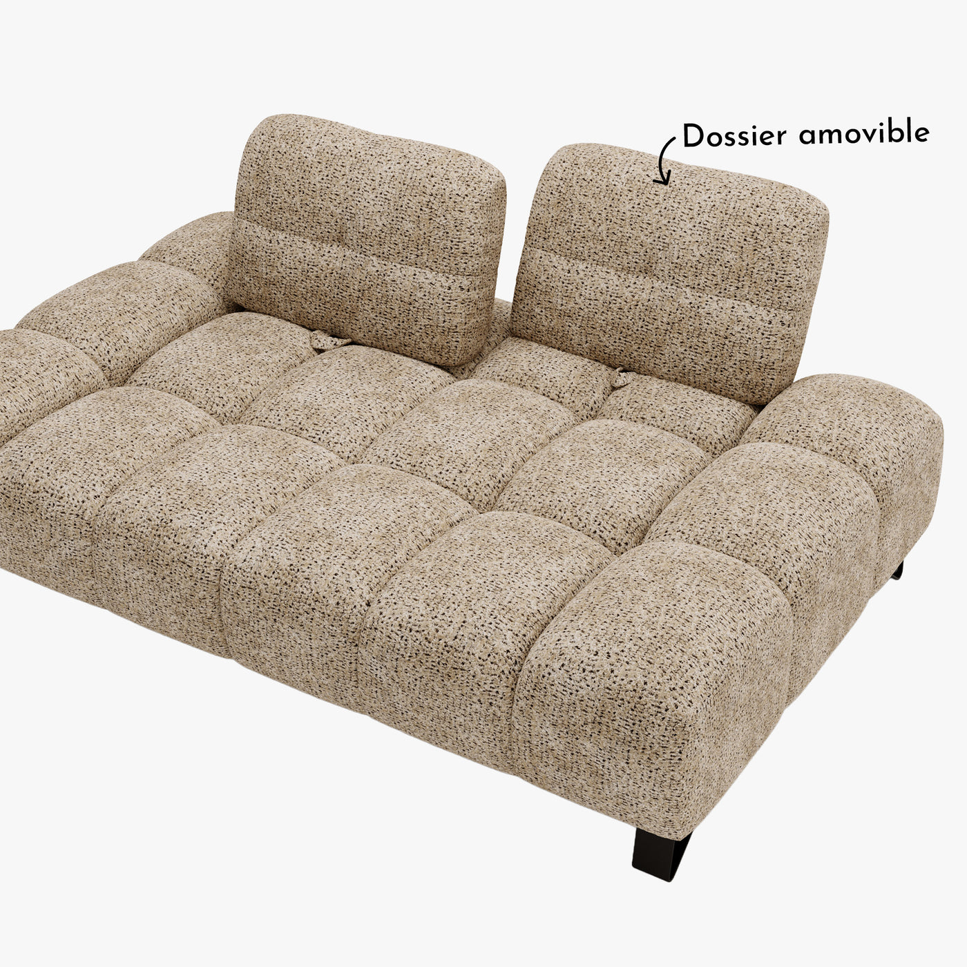 LOREA Canapé 2 places avec dossier amovible en tissu taupe foncé - Canapés fixes - Mobilier Deco