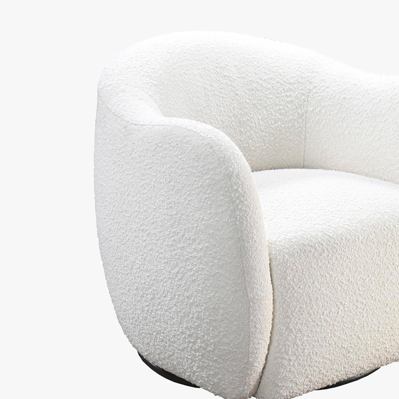 BARCY Fauteuil cabriolet pivotant effet peau de mouton blanc