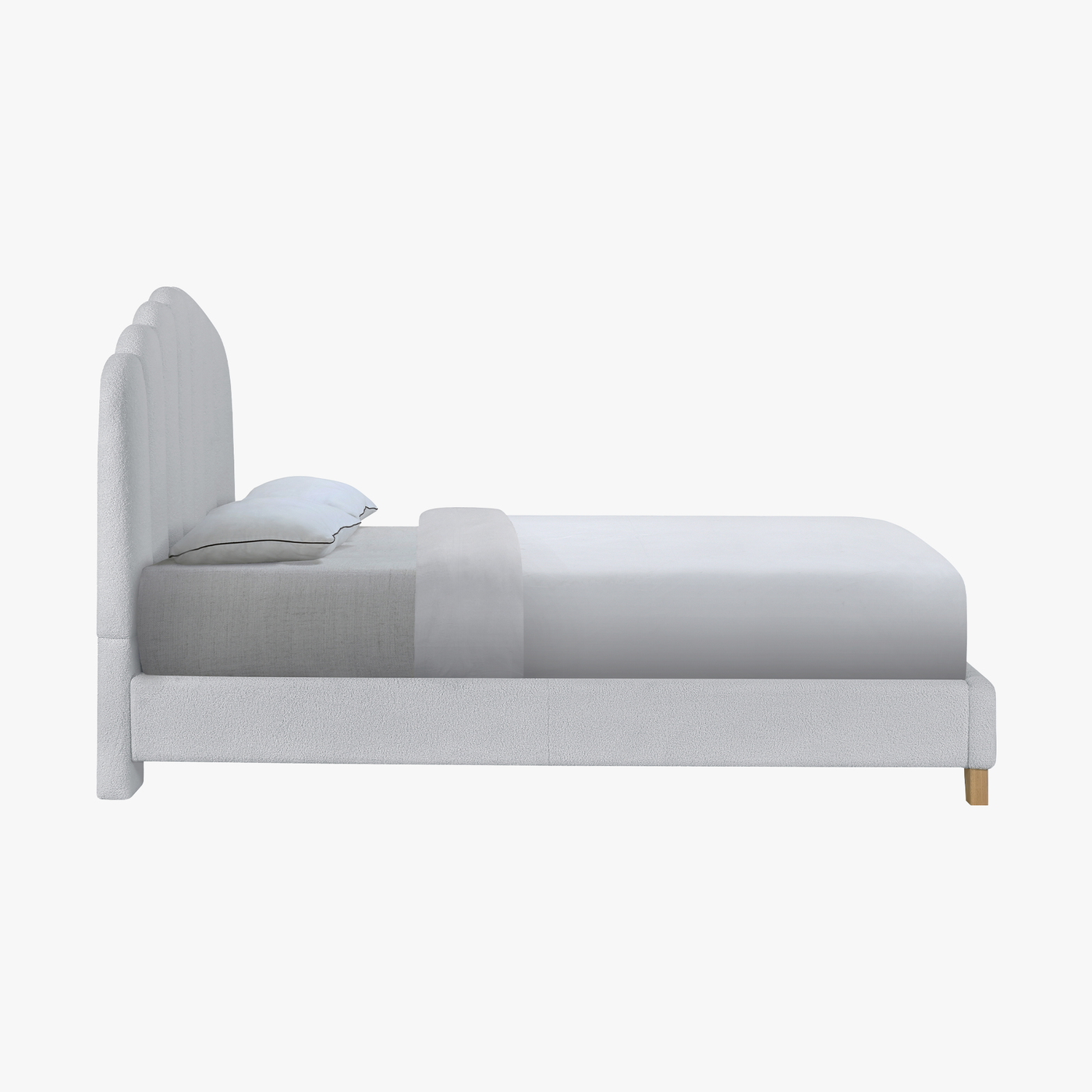 SULIA Lit double effet peau de mouton écru 140x190 cm