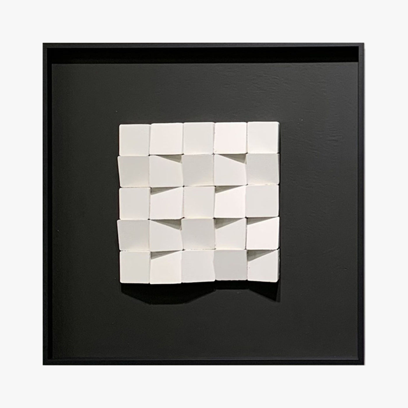 IZIA Tableau peinture à l'huile relief carré cadre aluminium noir - 50x50 cm