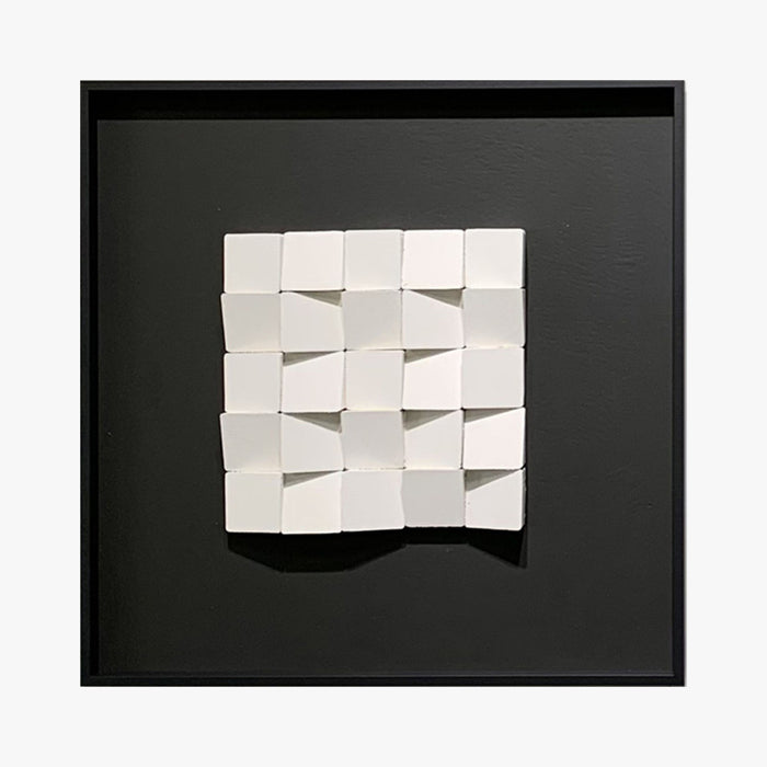 IZIA Tableau peinture à l'huile relief carré cadre aluminium noir - 50x50 cm