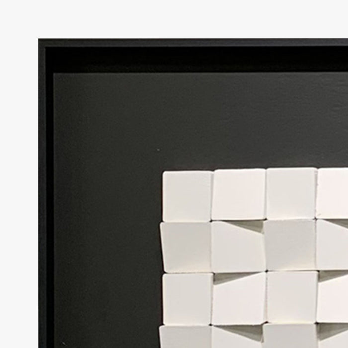 IZIA Tableau peinture à l'huile relief carré cadre aluminium noir - 50x50 cm