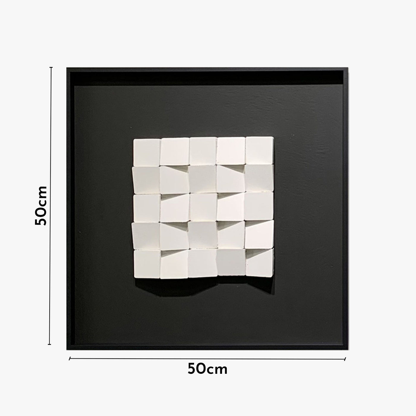 IZIA Tableau peinture à l'huile relief carré cadre aluminium noir - 50x50 cm
