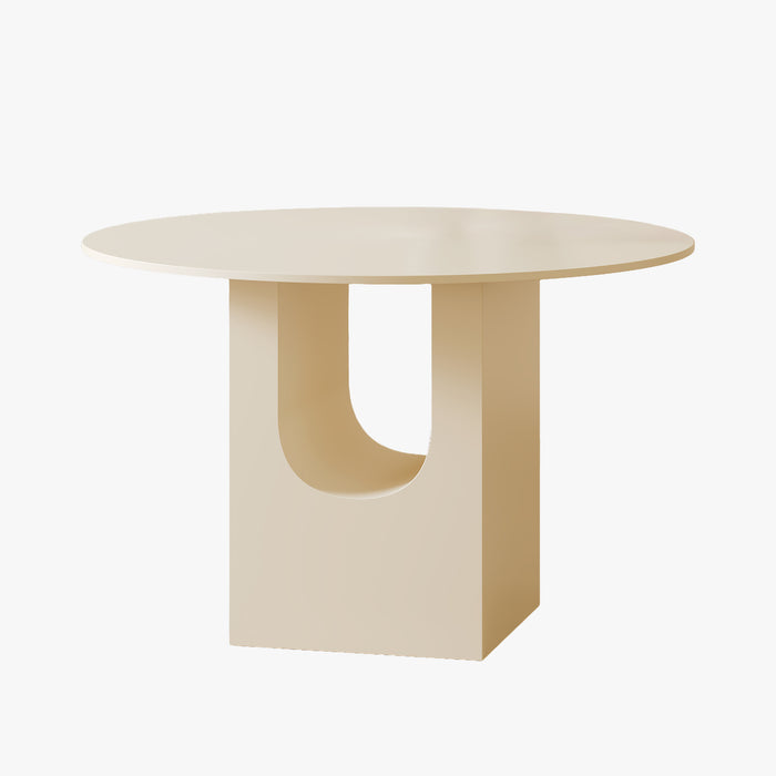 TAYZA Table à manger ronde en marbre d'ingénierie beige