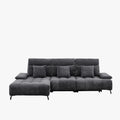 TIAM Canapé d'angle relax électrique en tissu matelassé noir - Angle gauche