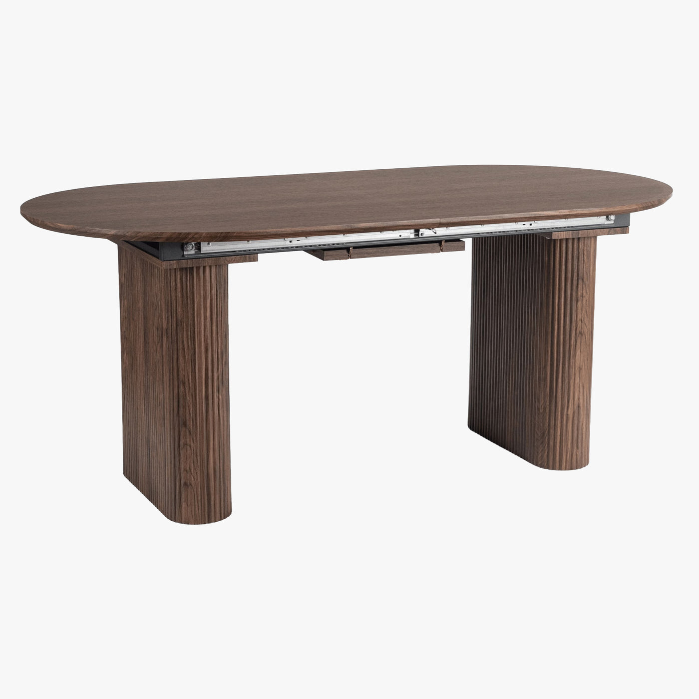 BONY - Table à manger ovale extensible couleur bois foncé 180-220 cm