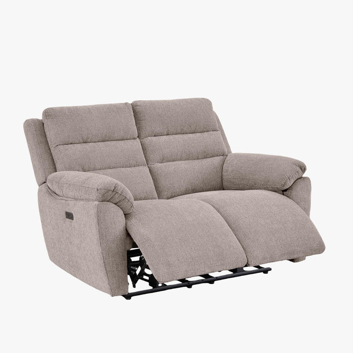 ULYA Canapé 2 places relax électrique en tissu taupe