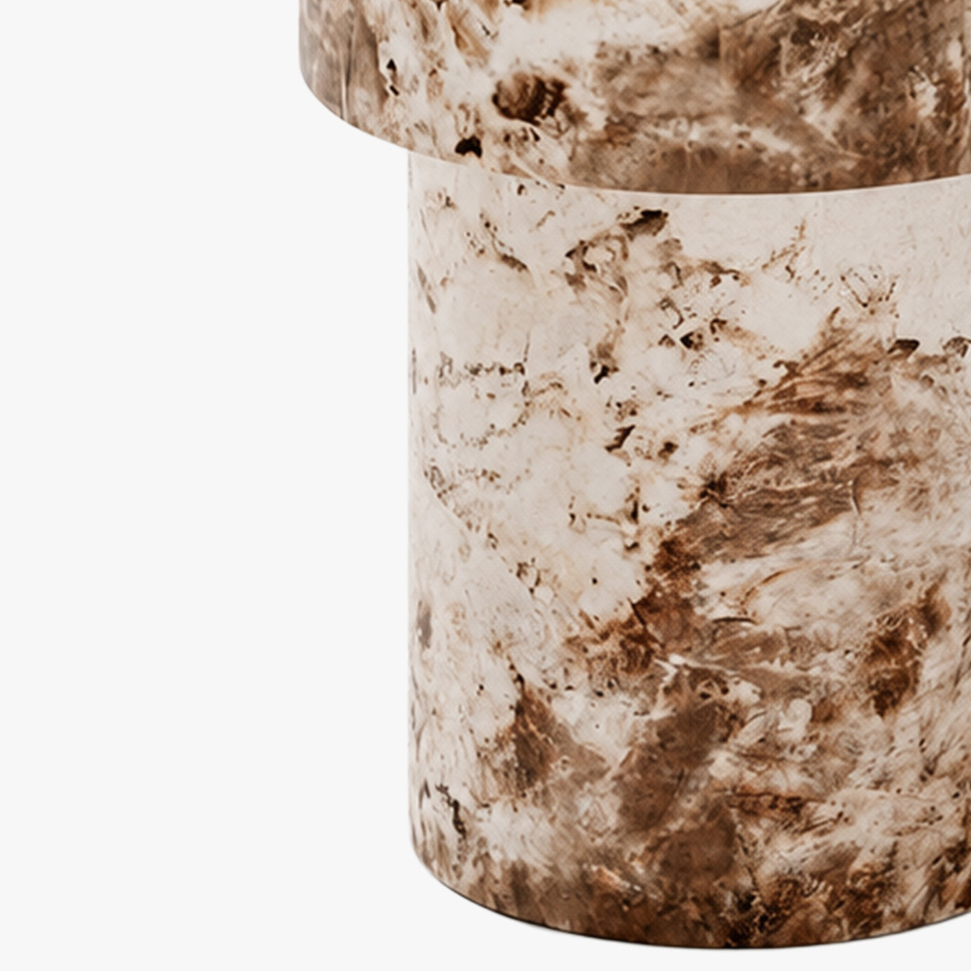 ZENA-39 Table d'appoint ronde en marbre d'ingénierie beige et marron D39 cm