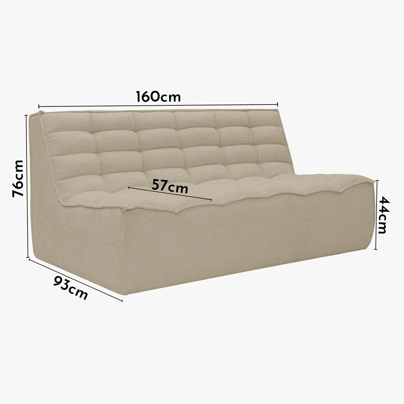 ZEYNA Canapé 2 places modulable en tissu taupe