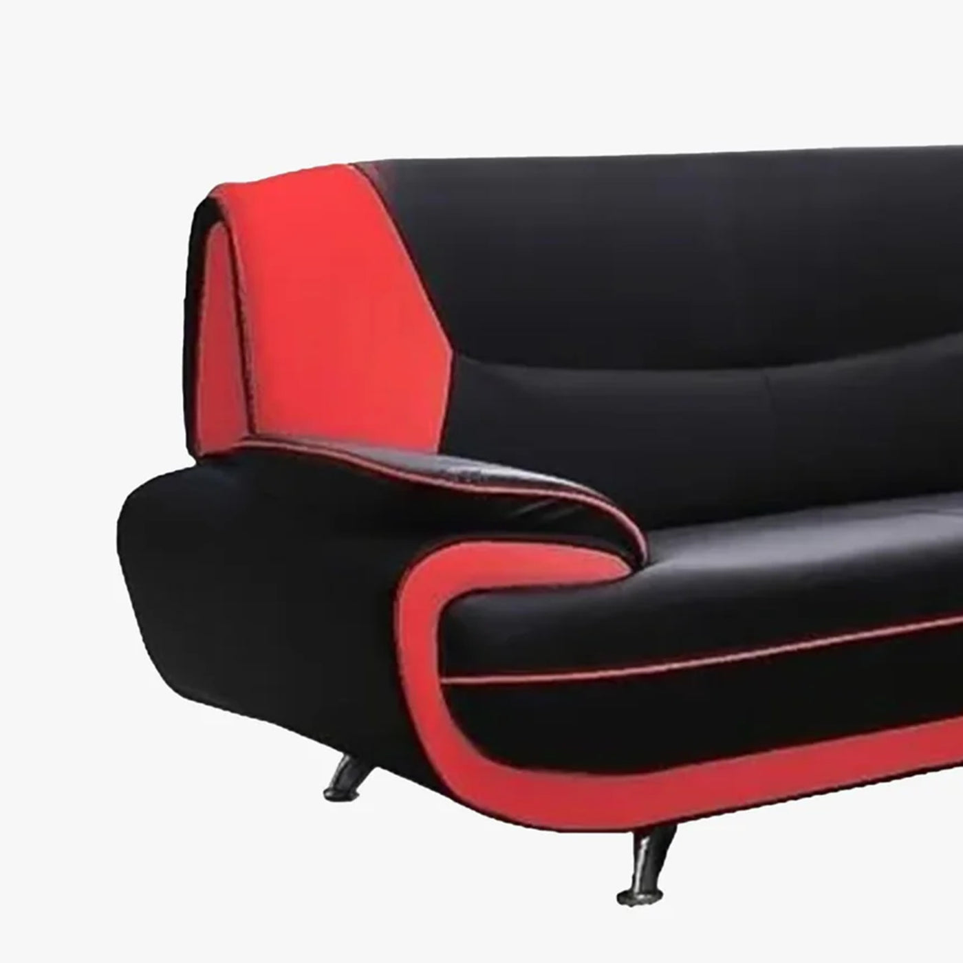 MUZA Ensemble canapé design en simili cuir noir et rouge