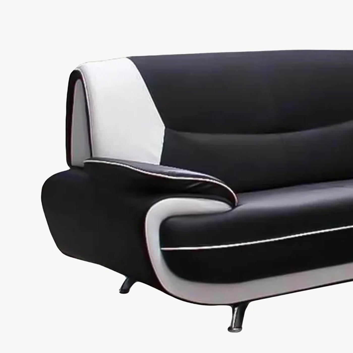 MUZA Ensemble canapé design en simili cuir noir et blanc