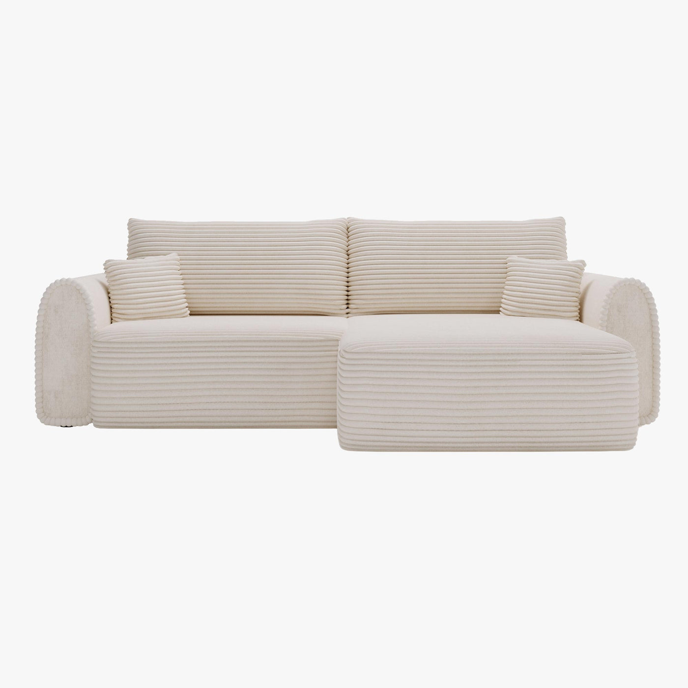 ADELE Canapé d'angle convertible et réversible avec coffre en velours côtelé beige - Canapé d'angle convertible - Mobilier Deco