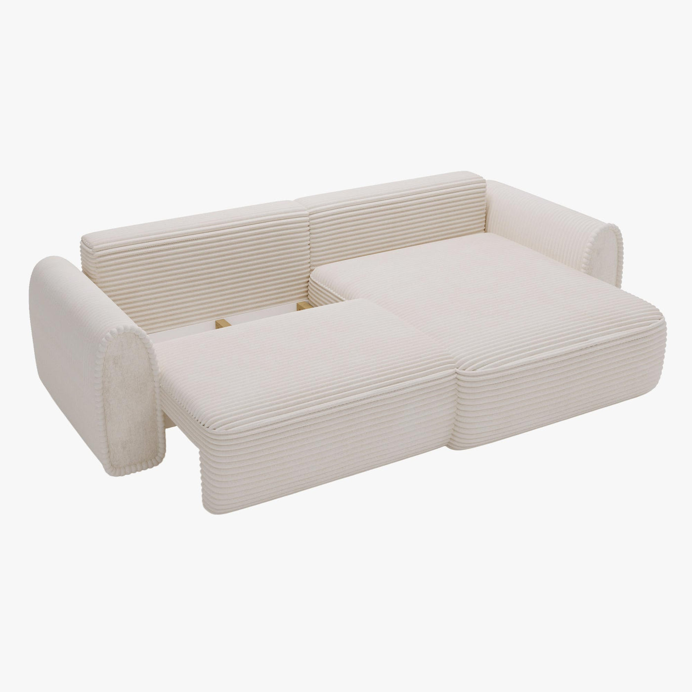 ADELE Canapé d'angle convertible et réversible avec coffre en velours côtelé beige - Canapé d'angle convertible - Mobilier Deco