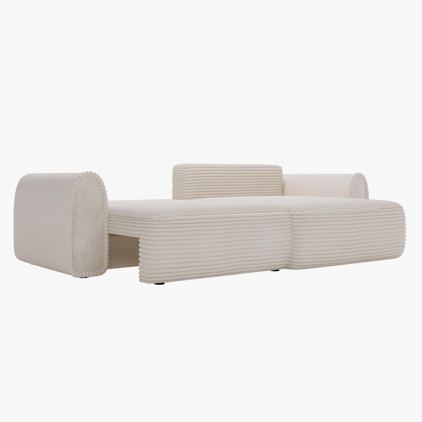 ADELE Canapé d'angle convertible et réversible avec coffre en velours côtelé beige - Canapé d'angle convertible - Mobilier Deco