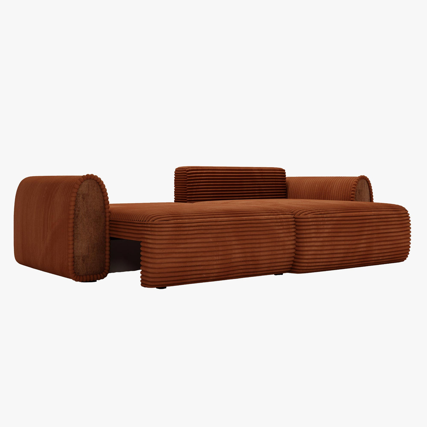 ADELE Canapé d'angle convertible et réversible avec coffre en velours côtelé terracotta - Canapé d'angle convertible - Mobilier Deco
