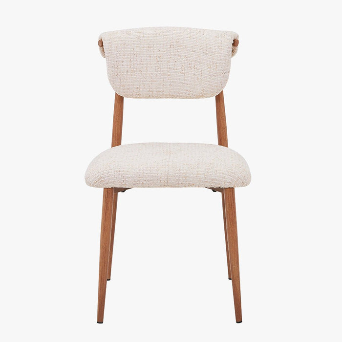 ADRIA Lot de 2 chaises en tissu beige pieds couleur bois