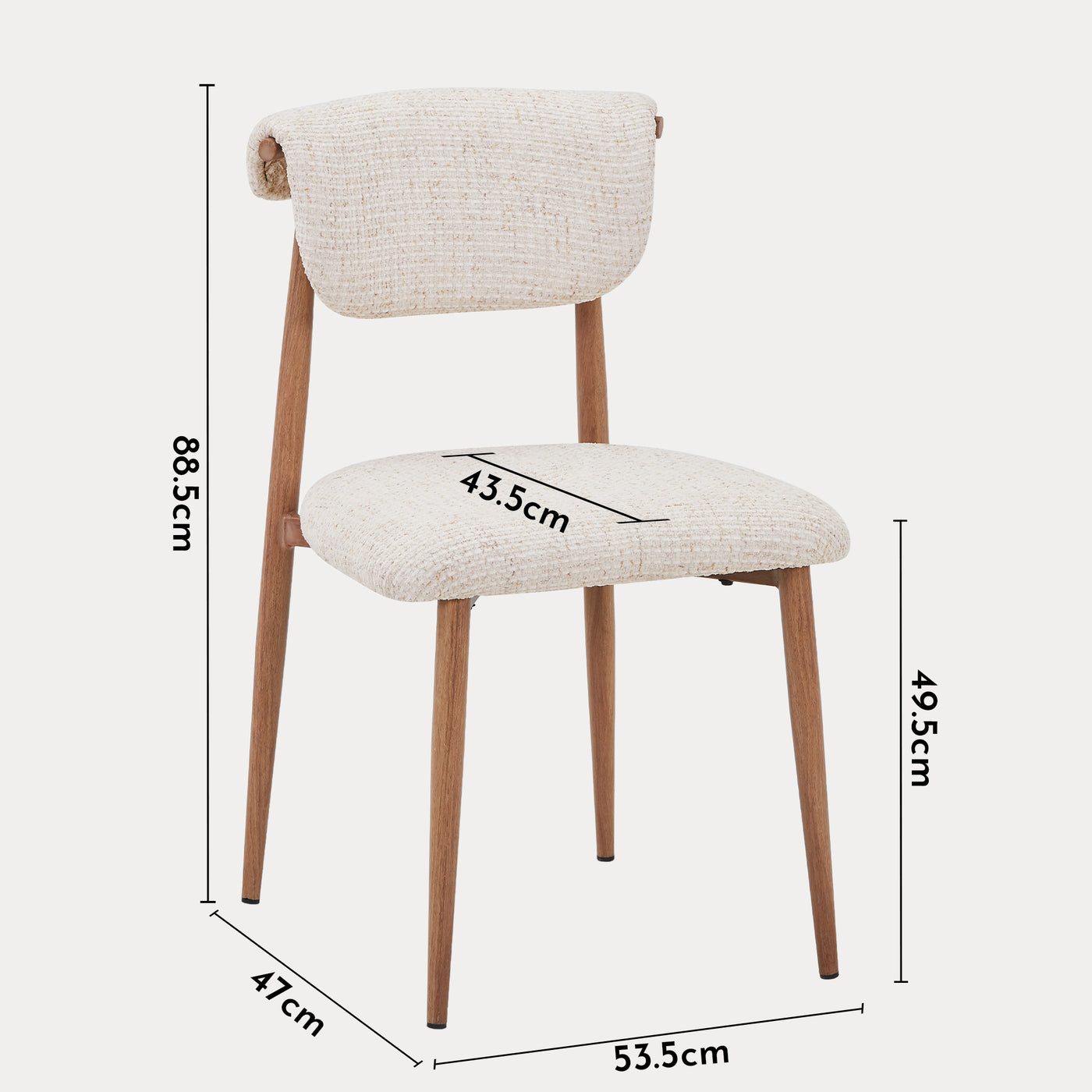 ADRIA Lot de 2 chaises en tissu beige pieds couleur bois