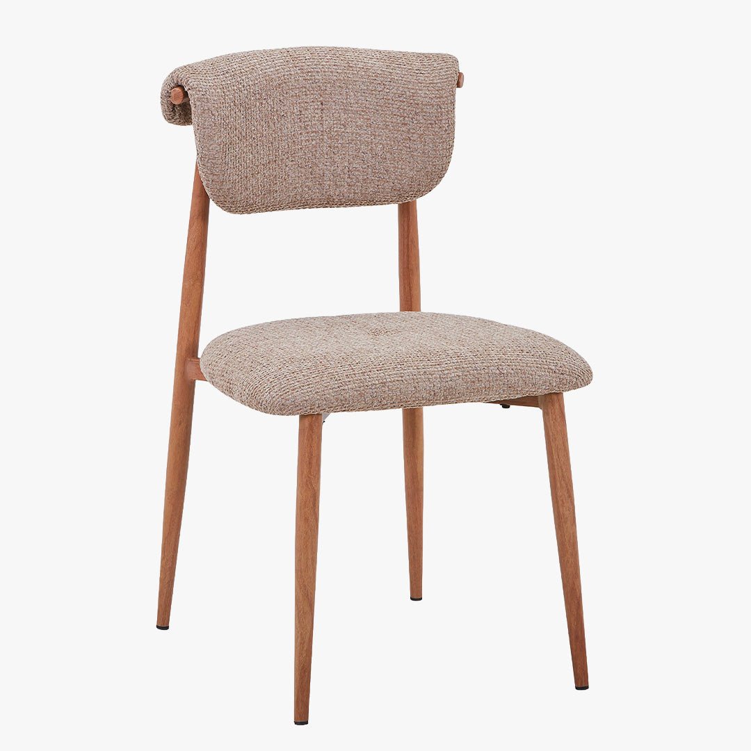 ADRIA Lot de 2 chaises en tissu taupe pieds couleur bois - Chaise de repas - Mobilier Deco
