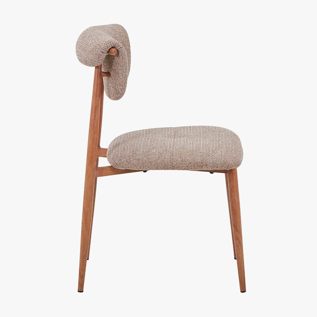 ADRIA Lot de 2 chaises en tissu taupe pieds couleur bois - Chaise de repas - Mobilier Deco