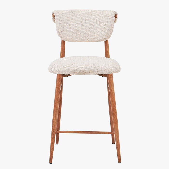 ADRIA Tabouret en tissu beige pieds couleur bois