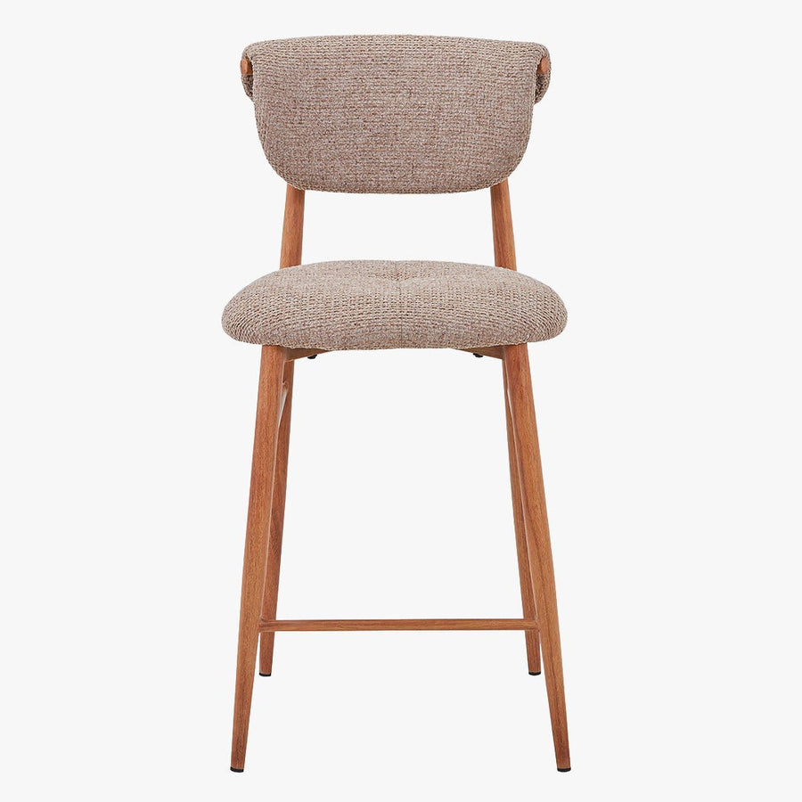 ADRIA Tabouret en tissu taupe pieds couleur bois — aperçu vidéo