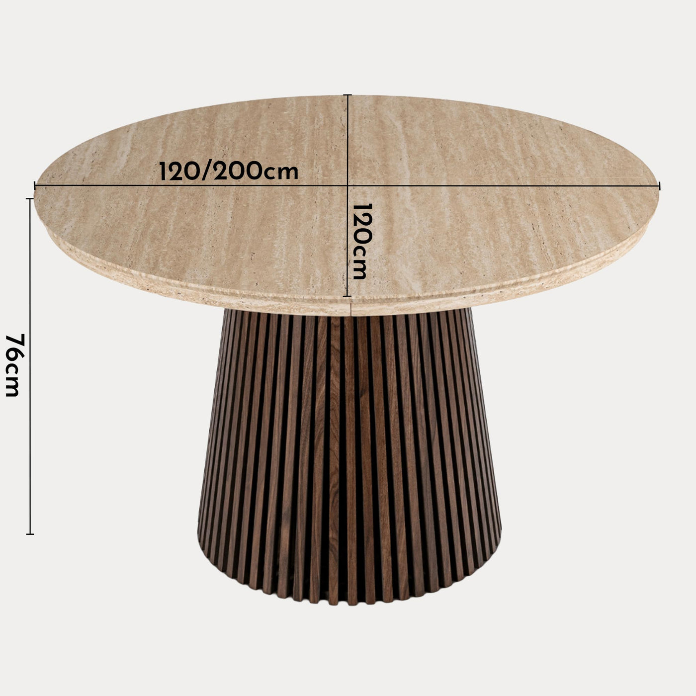 ADRIEN Table à manger ronde extensible couleur beige et bois foncé 120-200 cm
