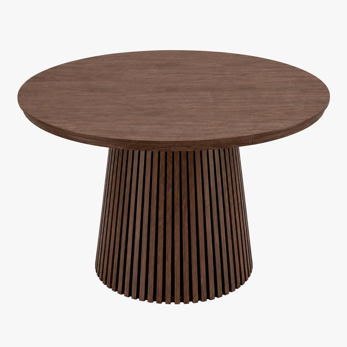ADRIEN Table à manger ronde extensible couleur bois foncé 120-200 cm