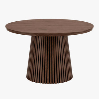ADRIEN Table à manger ronde extensible couleur bois foncé 120-200 cm