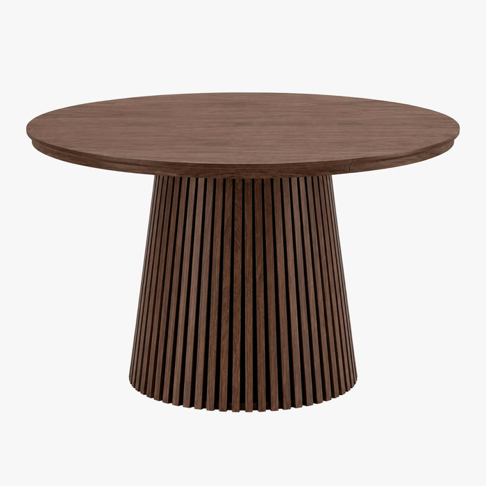 ADRIEN Table à manger ronde extensible couleur bois foncé 120-200 cm