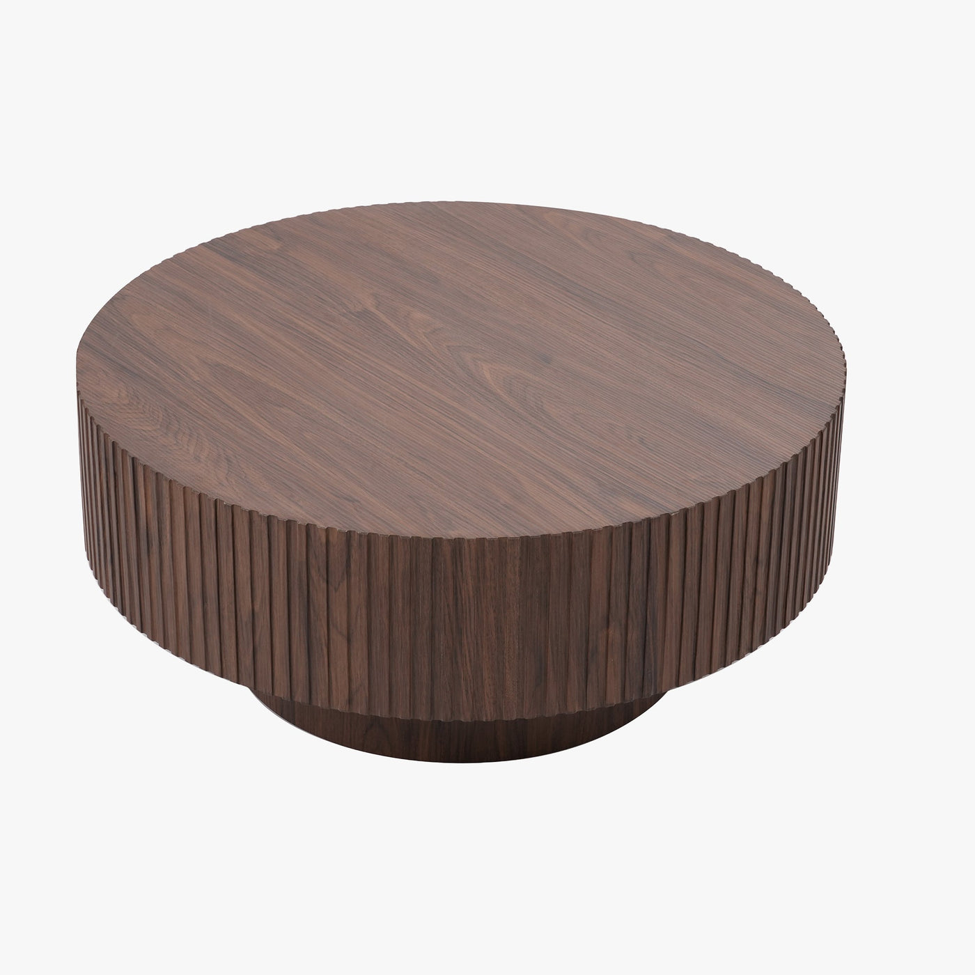 AIRA Table basse ronde couleur bois foncé D80 cm - Table basse - Mobilier Deco