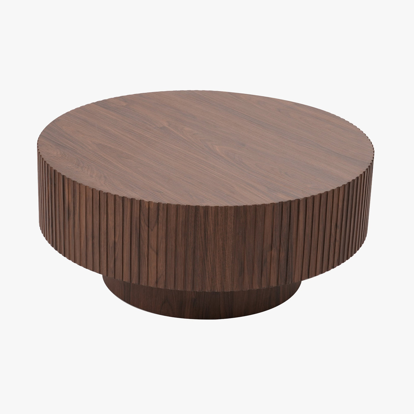 AIRA Table basse ronde couleur bois foncé D80 cm - Table basse - Mobilier Deco