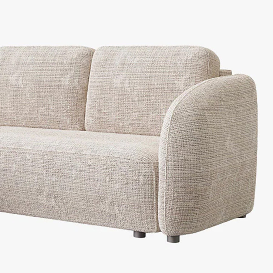 ALANYA Canapé d'angle convertible avec coffre en tissu beige - Angle gauche — aperçu vidéo