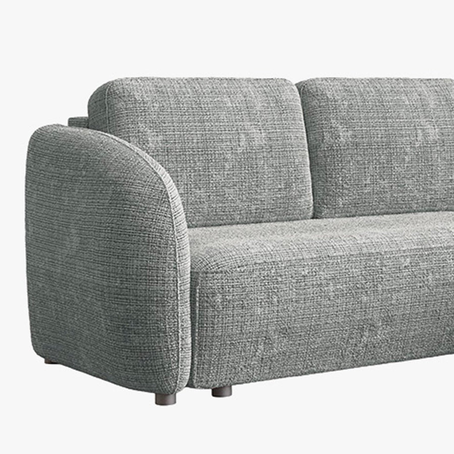 ALANYA Canapé d'angle convertible avec coffre en tissu gris - Angle droit — aperçu vidéo
