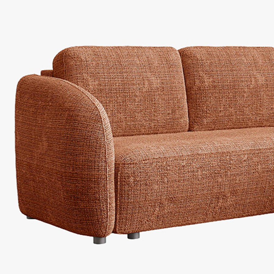 ALANYA Canapé d'angle convertible avec coffre en tissu orange - Angle droit — aperçu vidéo