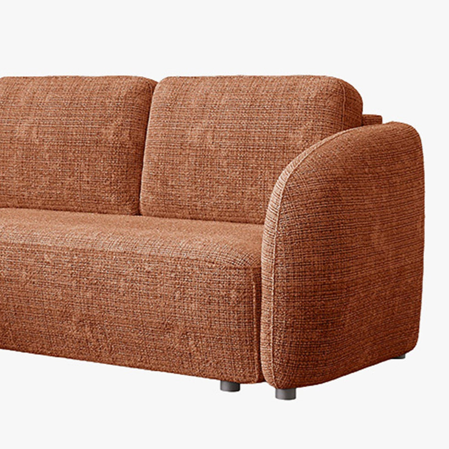 ALANYA Canapé d'angle convertible avec coffre en tissu orange - Angle gauche — aperçu vidéo