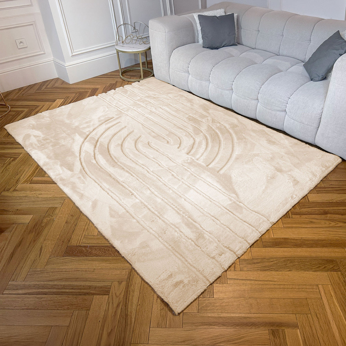 ALASKA Tapis en tissu doux à motif en relief beige - 160x230 cm - Tapis - Mobilier Deco