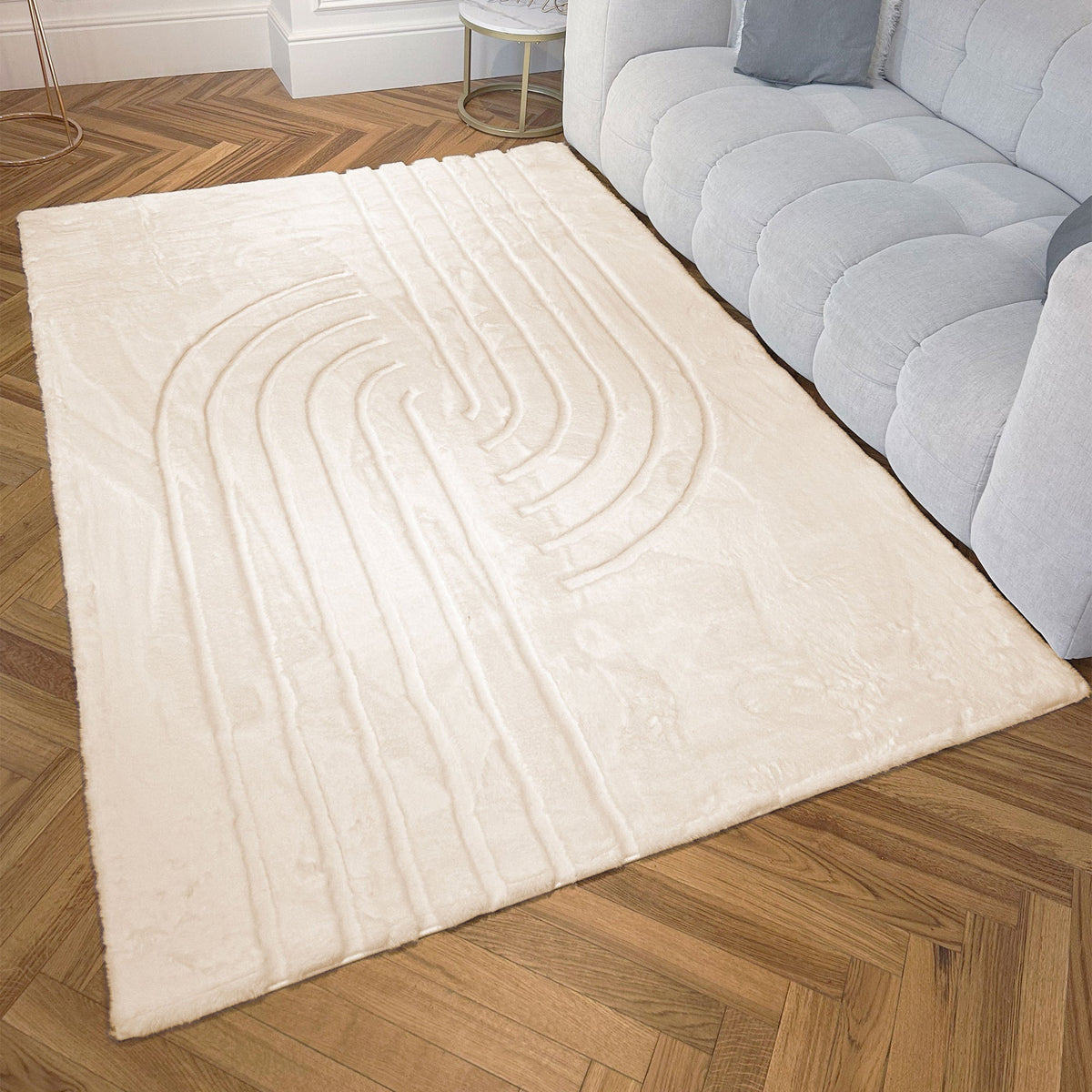 ALASKA Tapis en tissu doux à motif en relief beige - 160x230 cm - Tapis - Mobilier Deco