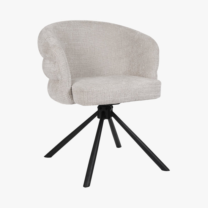 ALBANE Lot de 2 chaises pivotantes en tissu beige pieds en métal noir
