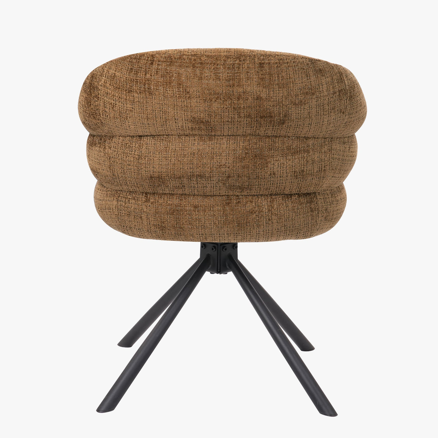 ALBANE Lot de 2 chaises pivotantes en tissu vert olive pieds en métal noir - Chaise de repas - Mobilier Deco