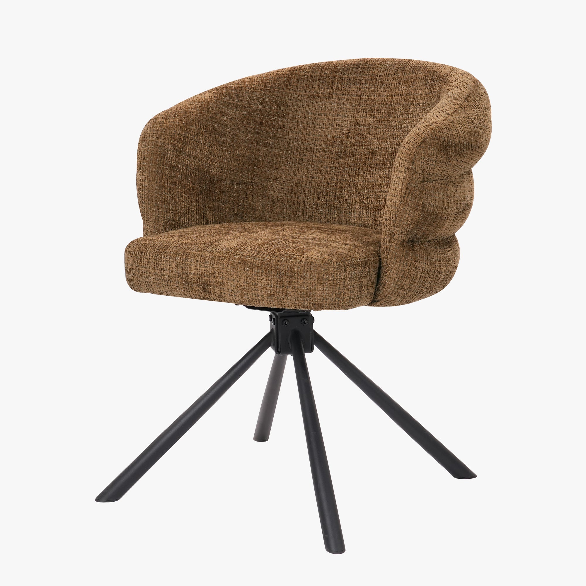 ALBANE Lot de 2 chaises pivotantes en tissu vert olive pieds en métal noir - Chaise de repas - Mobilier Deco