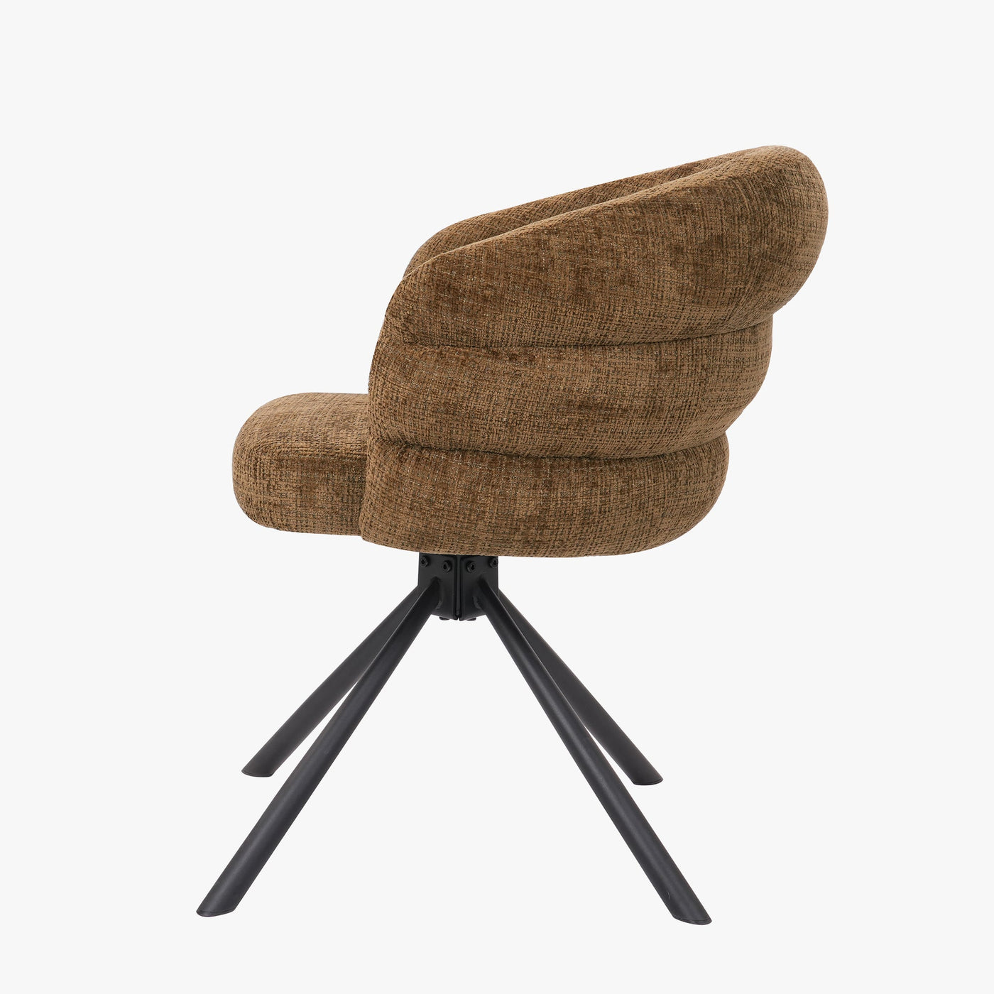 ALBANE Lot de 2 chaises pivotantes en tissu vert olive pieds en métal noir - Chaise de repas - Mobilier Deco