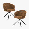 ALBANE Lot de 2 chaises pivotantes en tissu vert olive pieds en métal noir