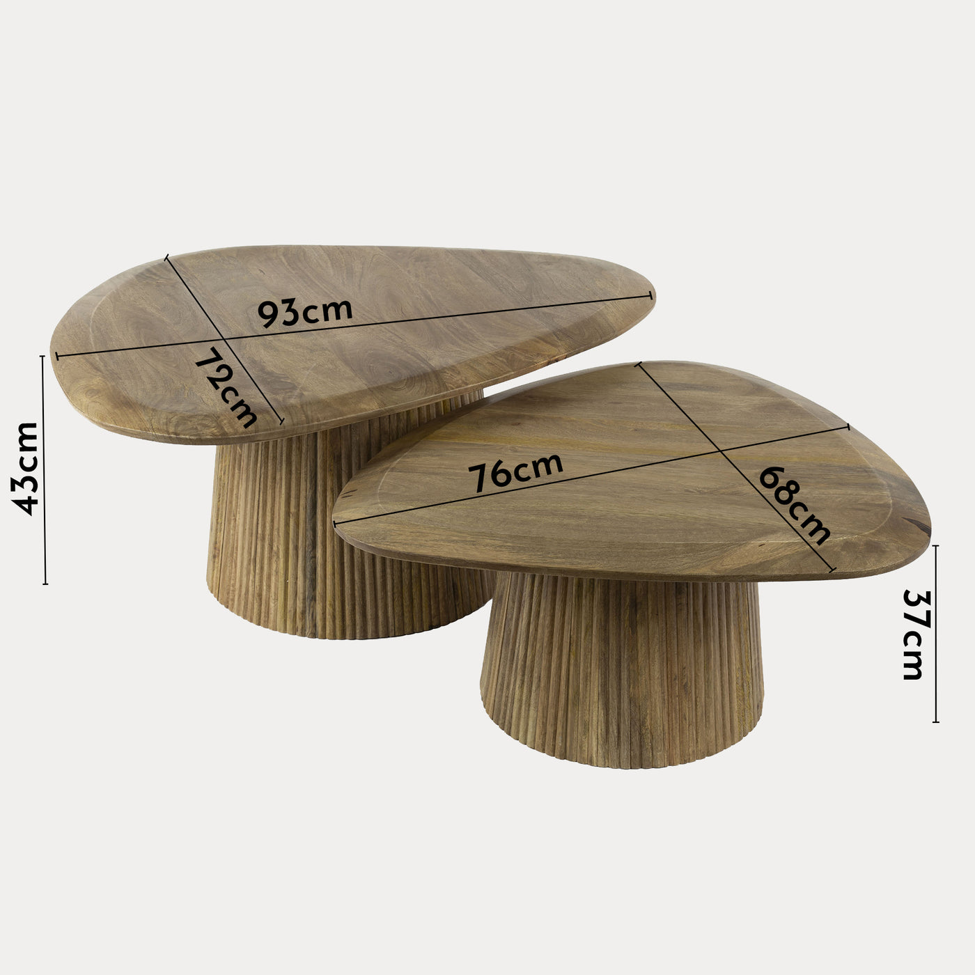 ALEA Lot de 2 tables basses en bois de manguier massif