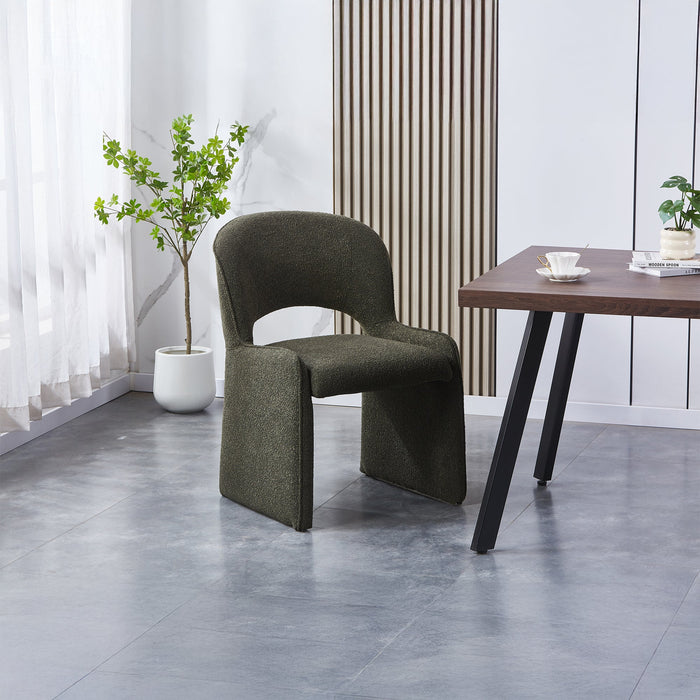 ALESIA Fauteuil tissu bouclette vert foncé