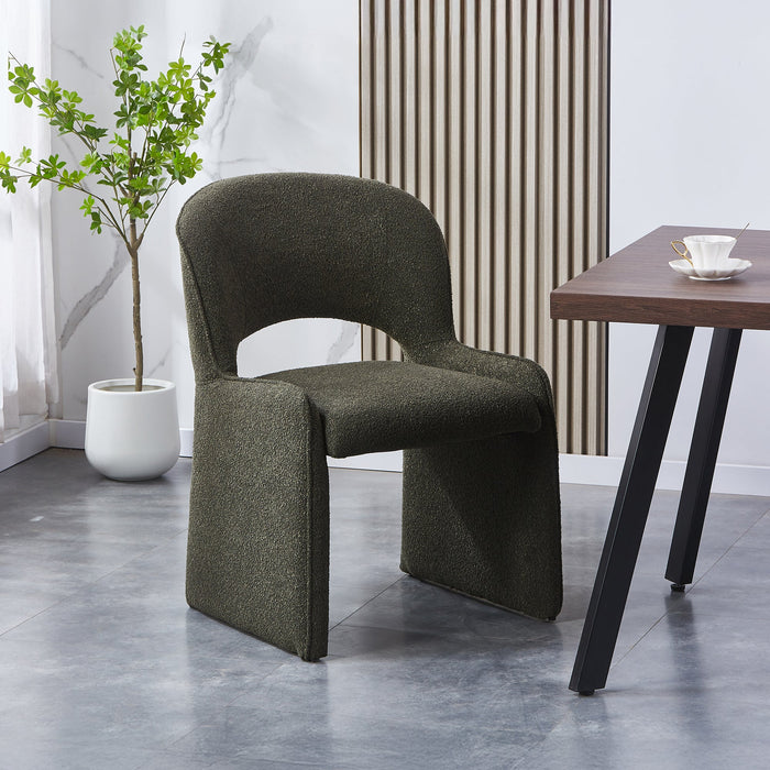 ALESIA Fauteuil tissu bouclette vert foncé