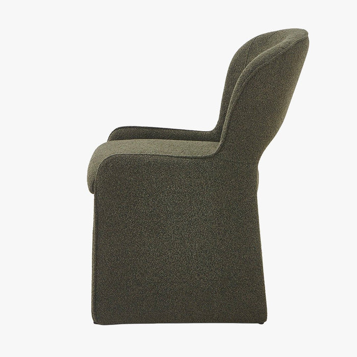 ALESIA Fauteuil tissu bouclette vert foncé