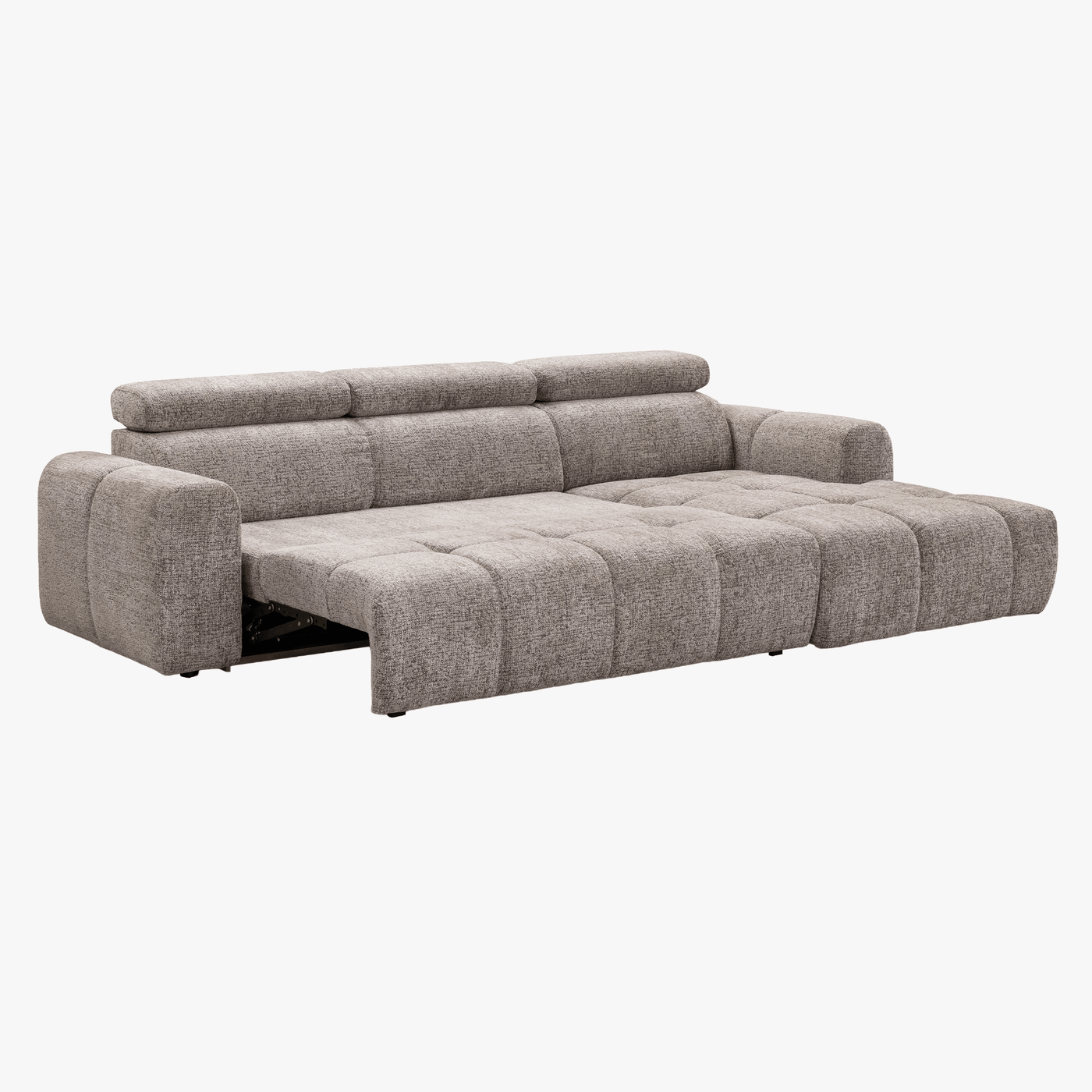 ALEXIA Canapé d'angle convertible avec têtières relevables en tissu taupe - Angle droit - Canapé d'angle convertible - Mobilier Deco