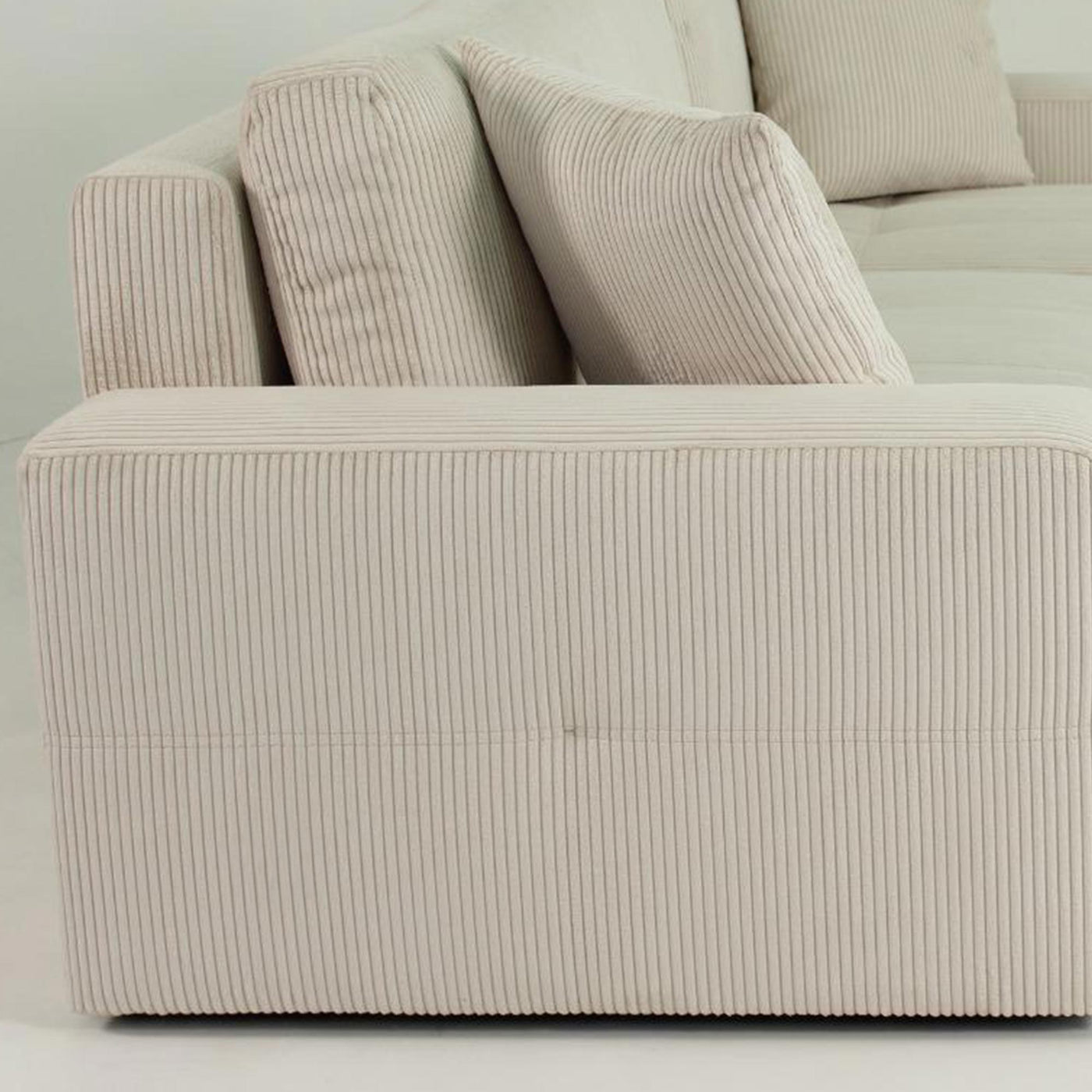 ALICIA Canapé panoramique convertible avec coffre en velours côtelé beige - Canapés panoramiques - Mobilier Deco